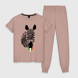 Пижама хлопковая женская Juventus Zebra, цвет: пыльно-розовый