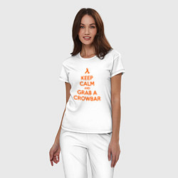 Пижама хлопковая женская Keep Calm & Grab a Crowbar, цвет: белый — фото 2