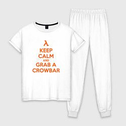 Пижама хлопковая женская Keep Calm & Grab a Crowbar, цвет: белый