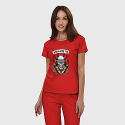 Пижама хлопковая женская Megadeth Rocker, цвет: красный — фото 2