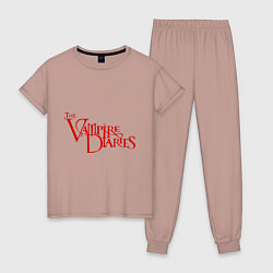 Пижама хлопковая женская The Vampire Diaries, цвет: пыльно-розовый