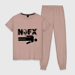 Пижама хлопковая женская NOFX crushman, цвет: пыльно-розовый