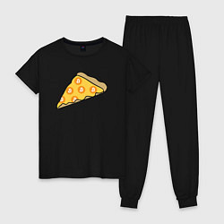 Пижама хлопковая женская Bitcoin Pizza, цвет: черный