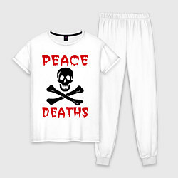 Пижама хлопковая женская Peace deaths или просто пи!!!дец, цвет: белый