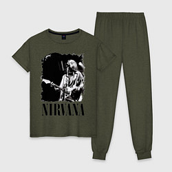 Пижама хлопковая женская Black Nirvana, цвет: меланж-хаки