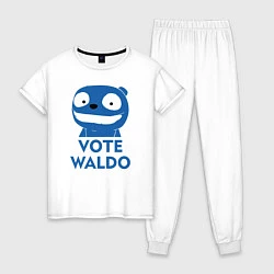 Пижама хлопковая женская Vote Waldo, цвет: белый