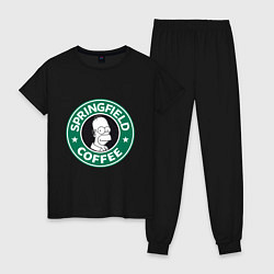 Пижама хлопковая женская Springfield Coffee, цвет: черный