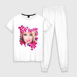 Пижама хлопковая женская Барби красавица, цвет: белый