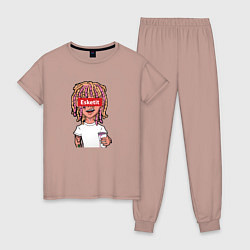 Пижама хлопковая женская Lil Pump: Esketit Style, цвет: пыльно-розовый