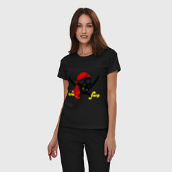 Пижама хлопковая женская Пиратская футболка, цвет: черный — фото 2
