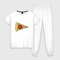 Пижама хлопковая женская Твой кусочек пиццы, цвет: белый