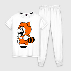 Пижама хлопковая женская Mario In Tanooki Suit, цвет: белый