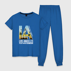 Пижама хлопковая женская Los Angeles Summer цвета синий — фото 1