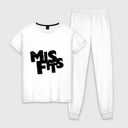 Пижама хлопковая женская Misfits цвета белый — фото 1