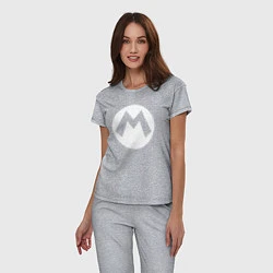 Пижама хлопковая женская Символ Марио, цвет: меланж — фото 2