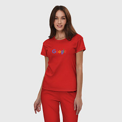 Пижама хлопковая женская Google, цвет: красный — фото 2