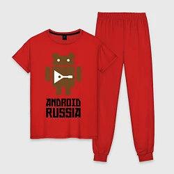 Пижама хлопковая женская Android Russia, цвет: красный