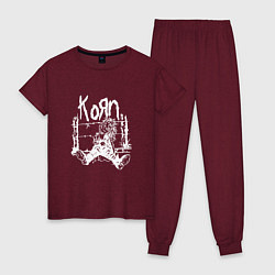 Пижама хлопковая женская Korn, цвет: меланж-бордовый