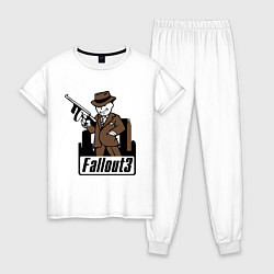 Пижама хлопковая женская Fallout Man with gun, цвет: белый