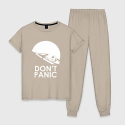 Пижама хлопковая женская Elon: Don't Panic, цвет: миндальный