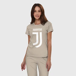 Пижама хлопковая женская FC Juventus, цвет: миндальный — фото 2