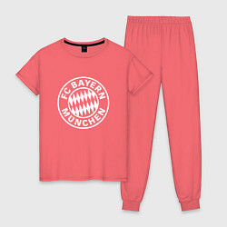 Пижама хлопковая женская FC Bayern Munchen, цвет: коралловый