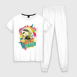 Пижама хлопковая женская Kurt Cobain Paints, цвет: белый