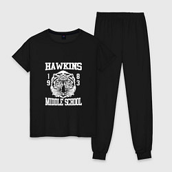 Пижама хлопковая женская Hawkins Middle School, цвет: черный
