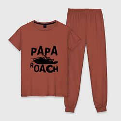 Пижама хлопковая женская Papa Roach, цвет: кирпичный