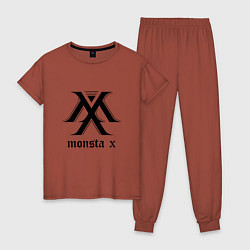 Пижама хлопковая женская Monsta X, цвет: кирпичный