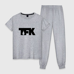 Пижама хлопковая женская TFK: Black Logo, цвет: меланж