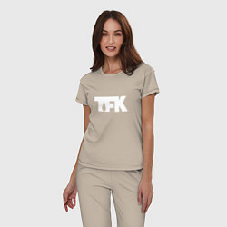 Пижама хлопковая женская TFK: White Logo, цвет: миндальный — фото 2