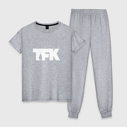 Пижама хлопковая женская TFK: White Logo, цвет: меланж