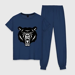 Пижама хлопковая женская Ярость медведя, цвет: тёмно-синий