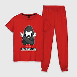 Пижама хлопковая женская Digital Resistance, цвет: красный