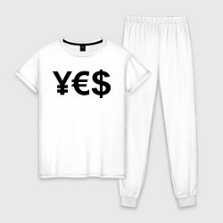 Пижама хлопковая женская YE$, цвет: белый