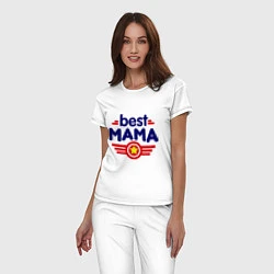 Пижама хлопковая женская Best mama logo, цвет: белый — фото 2