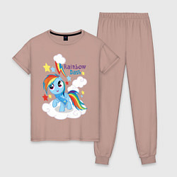 Пижама хлопковая женская Rainbow Dash, цвет: пыльно-розовый