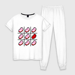 Пижама хлопковая женская Minecraft Hearts, цвет: белый