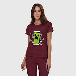 Пижама хлопковая женская Crash Minecraft, цвет: меланж-бордовый — фото 2