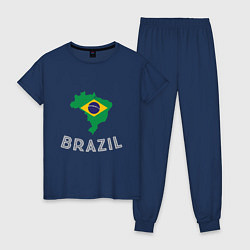 Пижама хлопковая женская Brazil Country, цвет: тёмно-синий