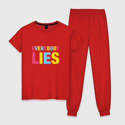 Пижама хлопковая женская Everybody Lies, цвет: красный
