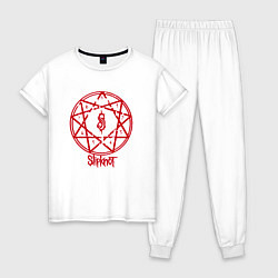 Пижама хлопковая женская Slipknot Penragram, цвет: белый