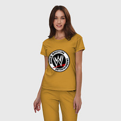 Пижама хлопковая женская World wrestling entertainment, цвет: горчичный — фото 2