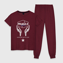Пижама хлопковая женская Fragile Express, цвет: меланж-бордовый
