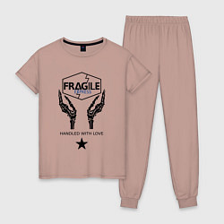 Пижама хлопковая женская Fragile Express, цвет: пыльно-розовый