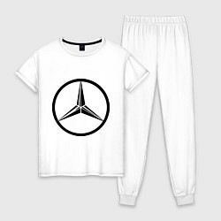 Пижама хлопковая женская Mercedes-Benz logo, цвет: белый