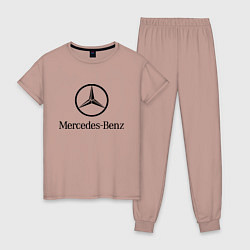 Пижама хлопковая женская Logo Mercedes-Benz цвета пыльно-розовый — фото 1