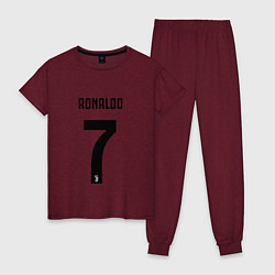 Пижама хлопковая женская RONALDO 7, цвет: меланж-бордовый
