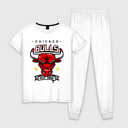 Пижама хлопковая женская Chicago Bulls est. 1966, цвет: белый